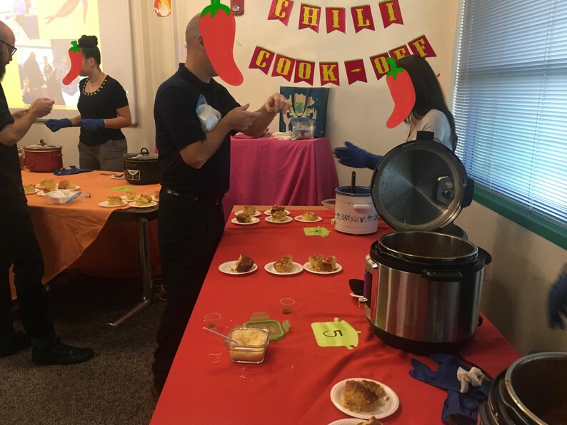 Laminated! Reusable! Chili Cook Off Pot Table Name Tag with FREE Wet Erase Marker Set of 6