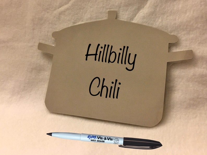 Laminated! Reusable! Chili Cook Off Pot Table Name Tag with FREE Wet Erase Marker Set of 6