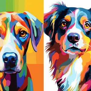 Custom Abstract Colorful Pet Pop Art Portrait, Custom Dog Portrait, Pop Art From Photo