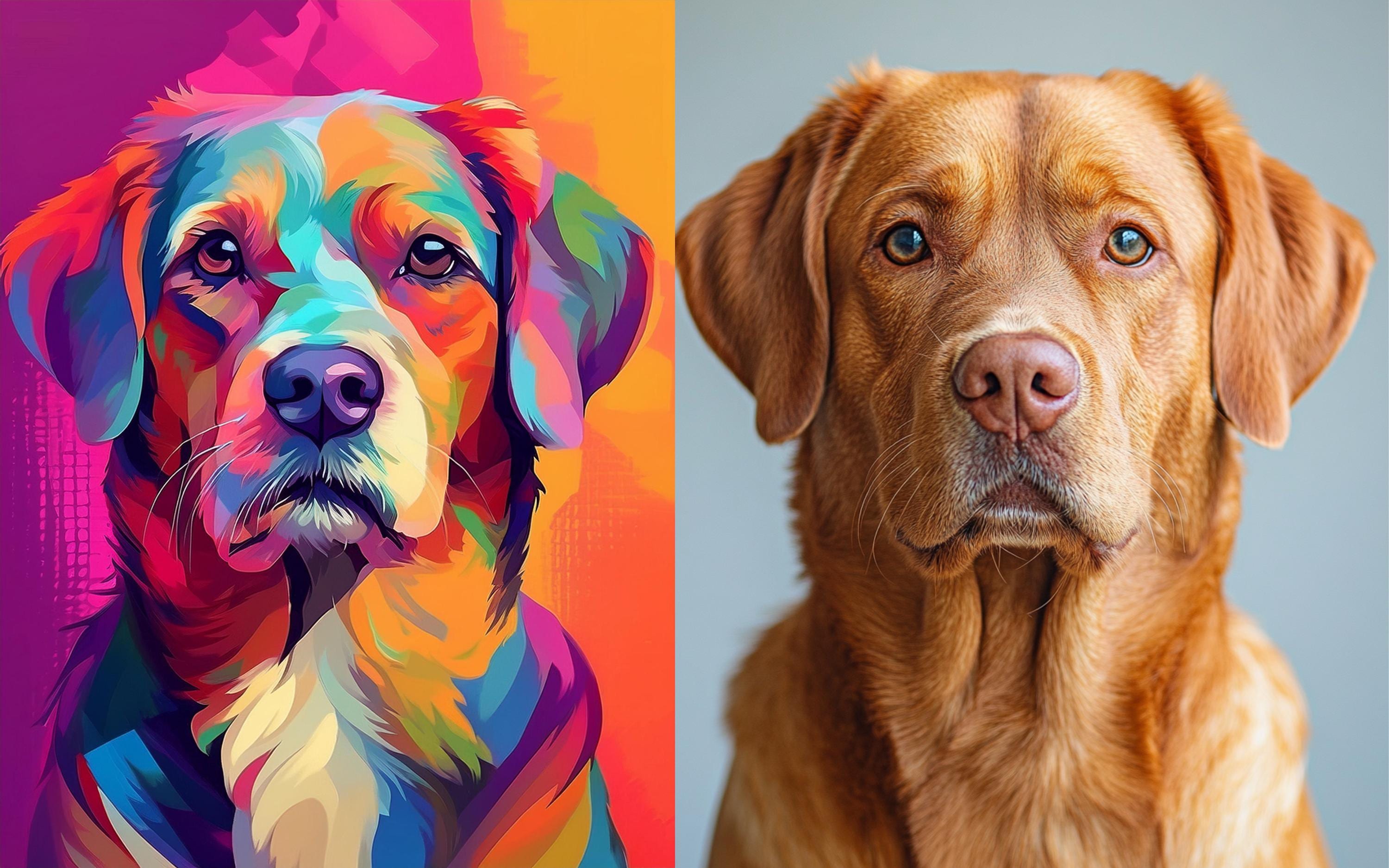 Custom Unique Colorful Pet Pop Art Portrait, Custom Dog Portrait, Pop Art From Photo