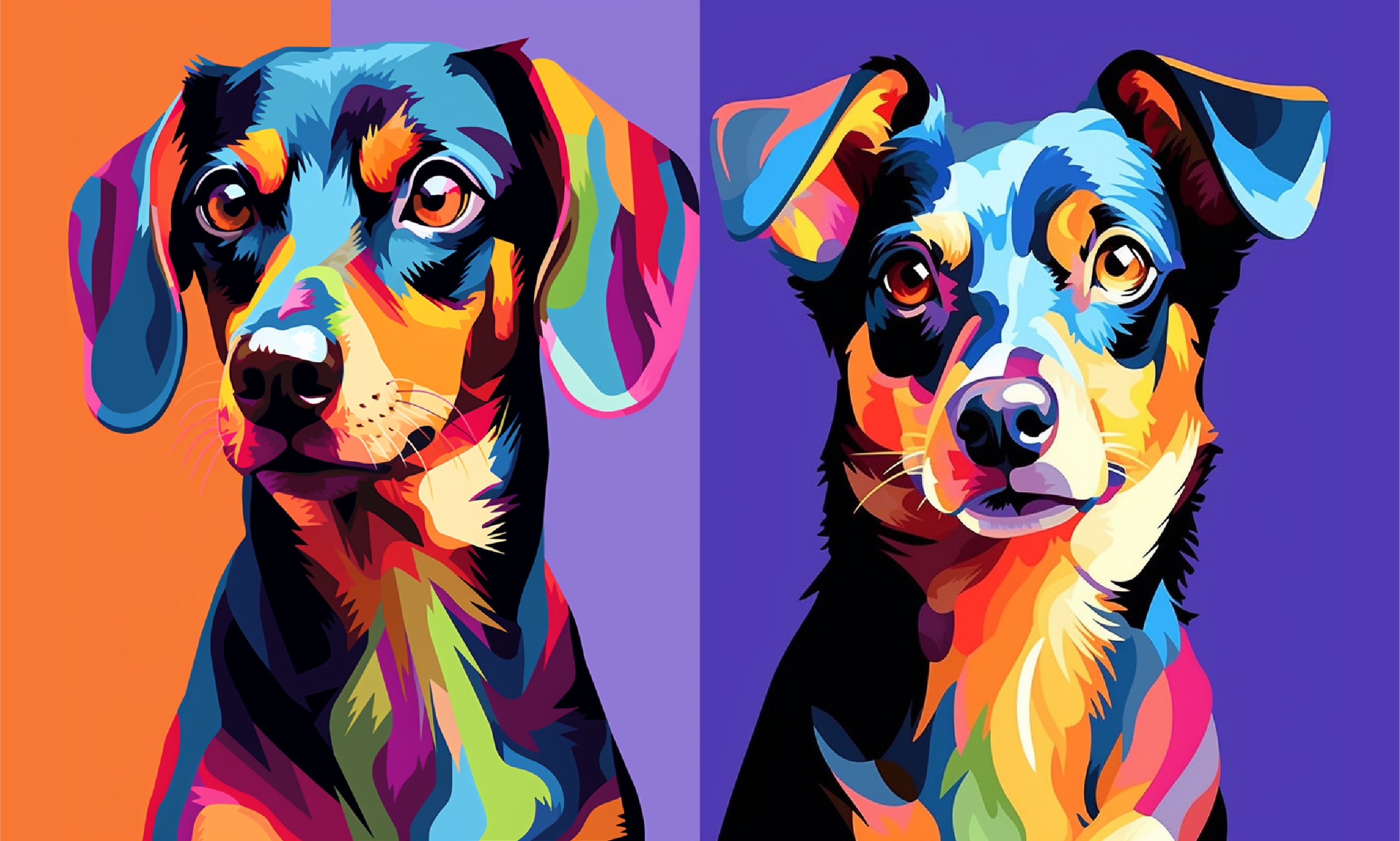 pet canvas art rainbow friends colorful design cute dog face - Blue Dog  Paintings - Sticker