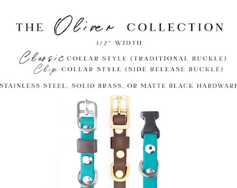 The OLIVER Collection (1/2") - Small Biothane Dog Collar