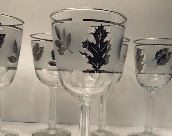 Vintage water Goblet Silver Leaf door Libbey Glasbedrijf
