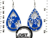 ANGEL - Wooden Teardrop Hook Earrings - Laser Cut - Snowflake Pattern