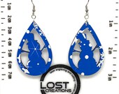 SNOWMAN - Wooden Teardrop Hook Earrings - Laser Cut - Snowflake Pattern