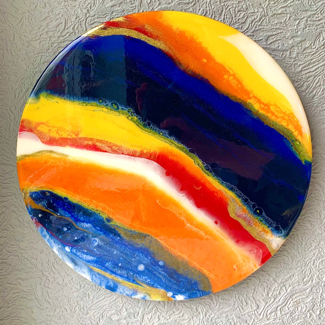 Epoxy Resin on Wooden Canvas 28cm Abstract 101 Etsy UK