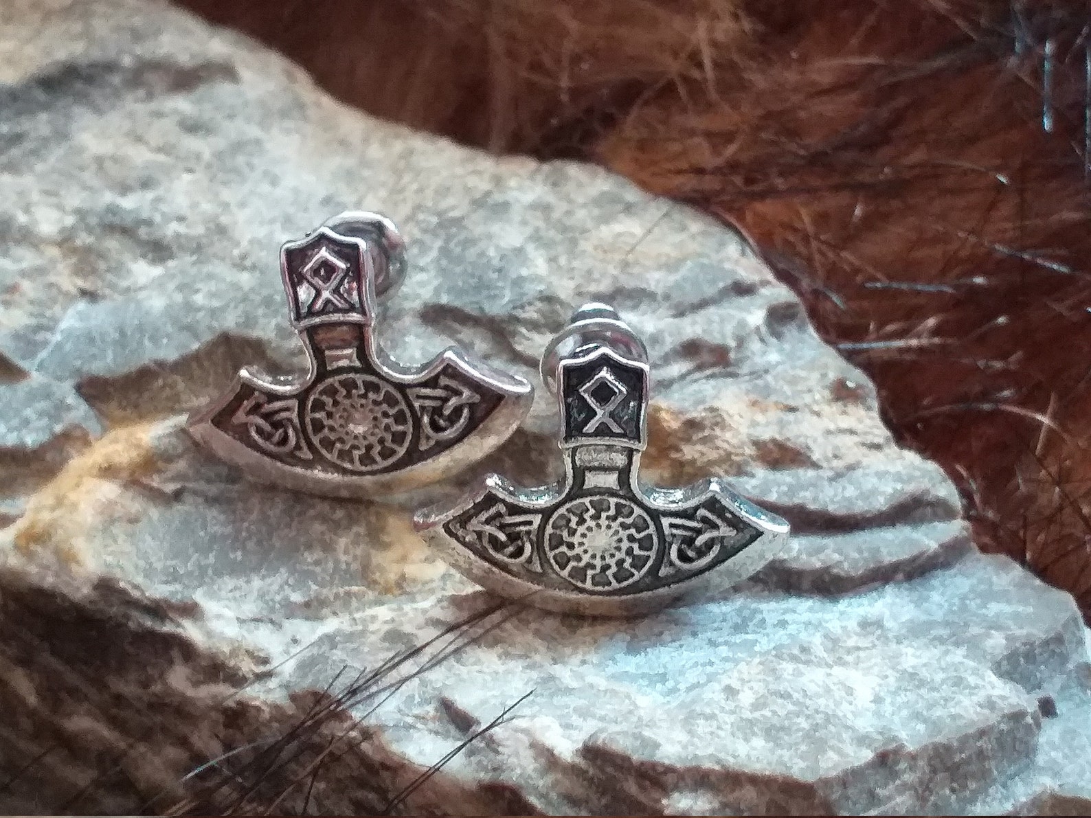 Viking Stud EarringsAxe Small Stud EarringsStrenght Etsy