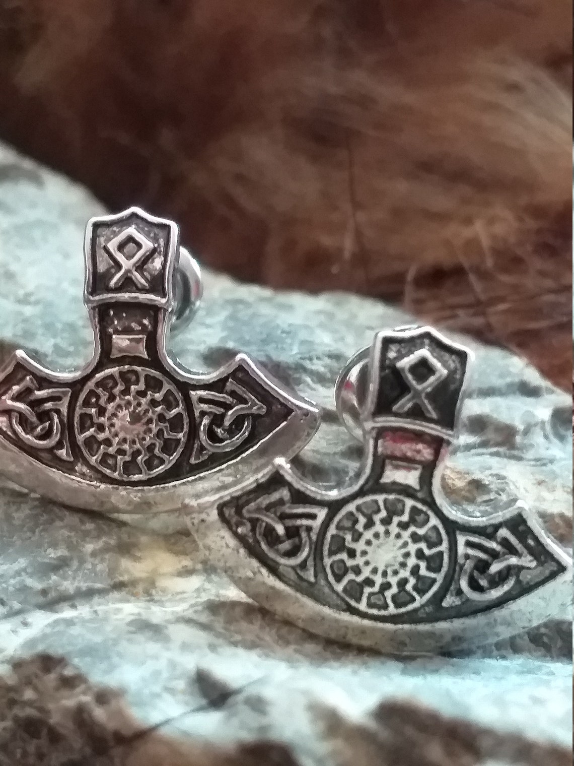Viking Stud EarringsAxe Small Stud EarringsStrenght Etsy
