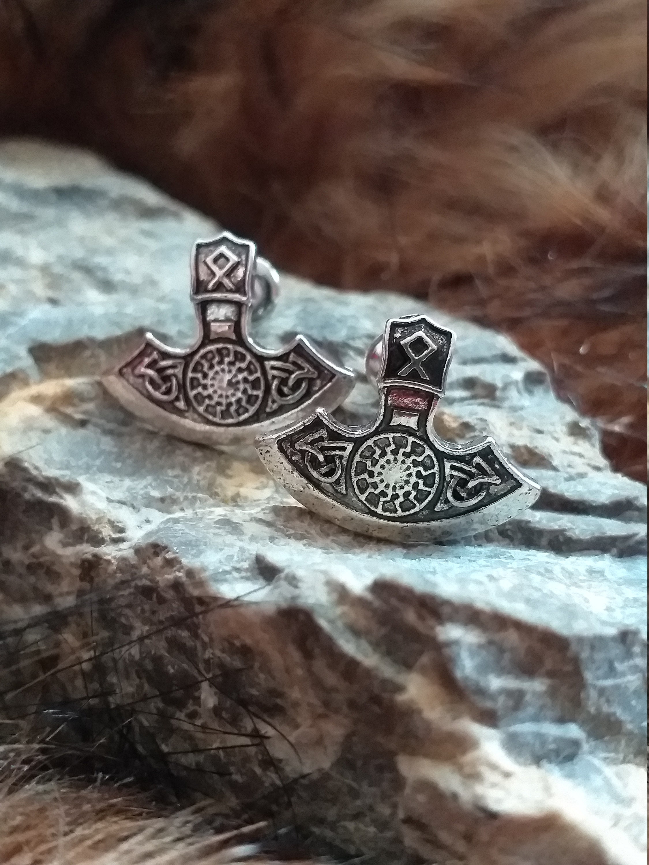 Viking Stud EarringsAxe Small Stud EarringsStrenght Etsy