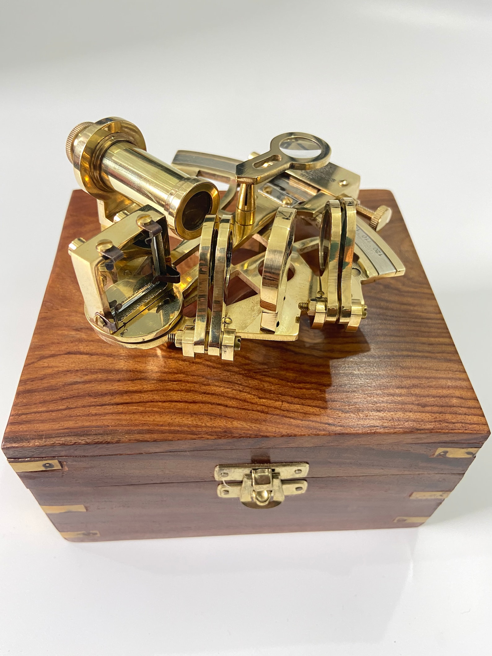 Nautical Brass Sextant With Wooden Box Navigational Sextant Real