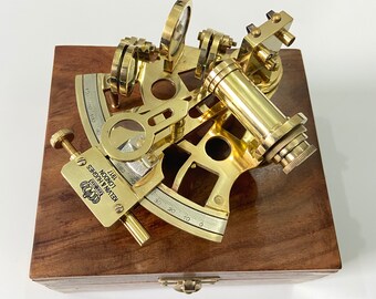 Scott London Antique 5” Sextant with Glass Top Wooden Box by Sailor’s Art Nautical Maritime J Scott London Antique 5” Sextant with Glass Top Wooden Box by Sailor’s Art Nautical Maritime J