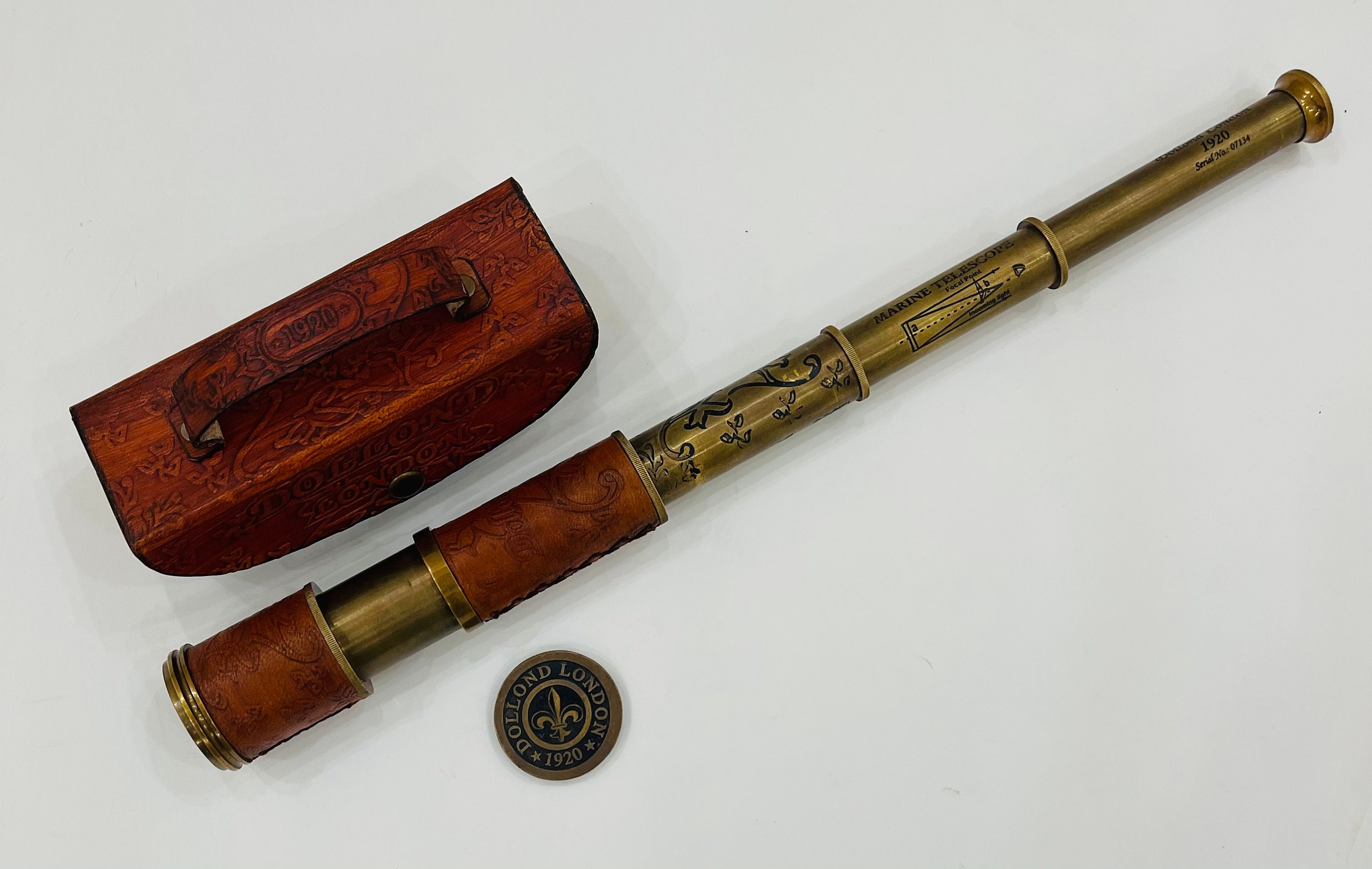 Nautical Brass Dolland London Telescope With Leather Case Etsy UK