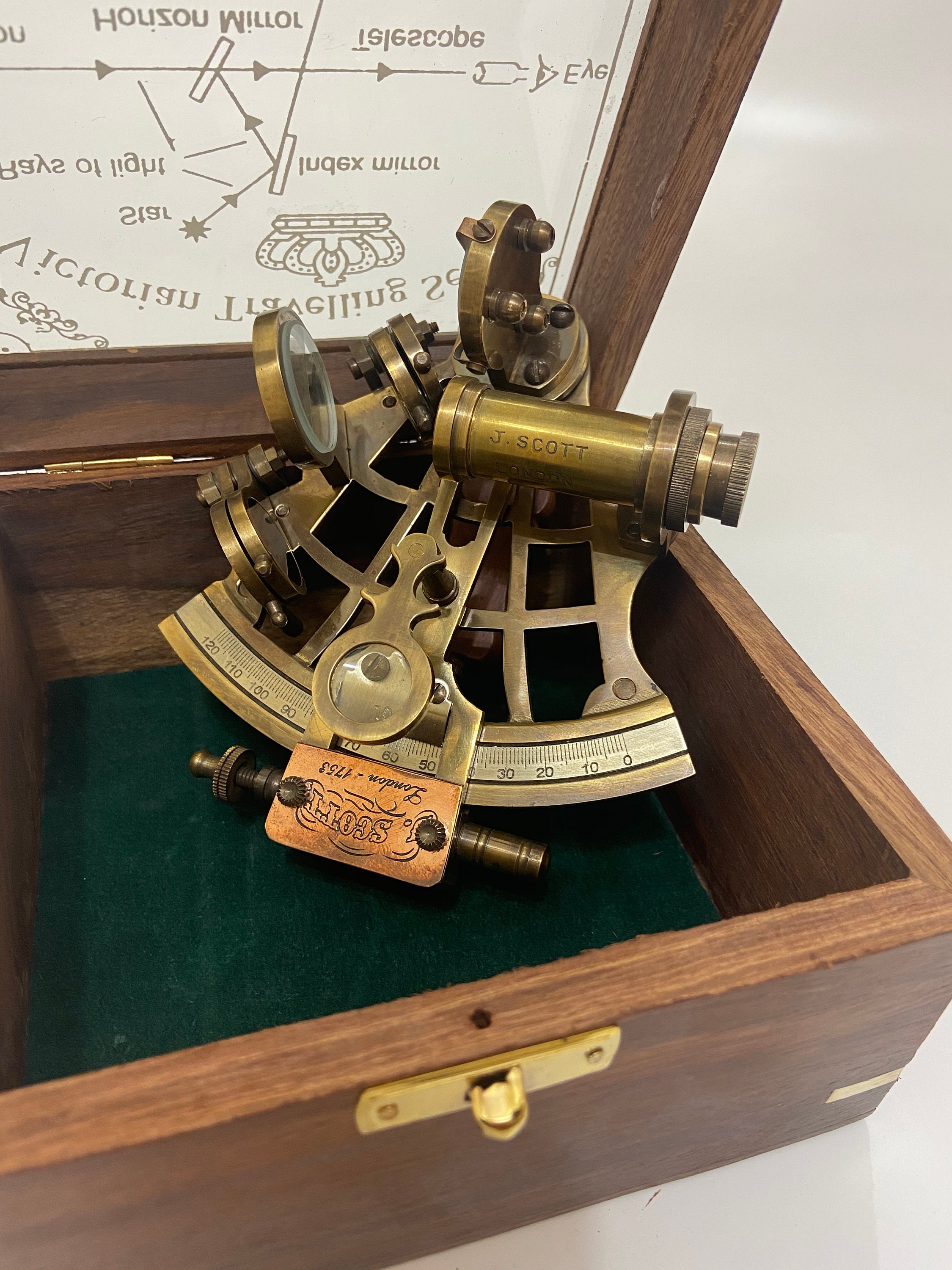 Nautical Collection Gifts London Maritime Brass Ship Sextant with Glass Wood Box Gift Nautical Collection Gifts London Maritime Brass Ship Sextant with Glass Wood Box Gift