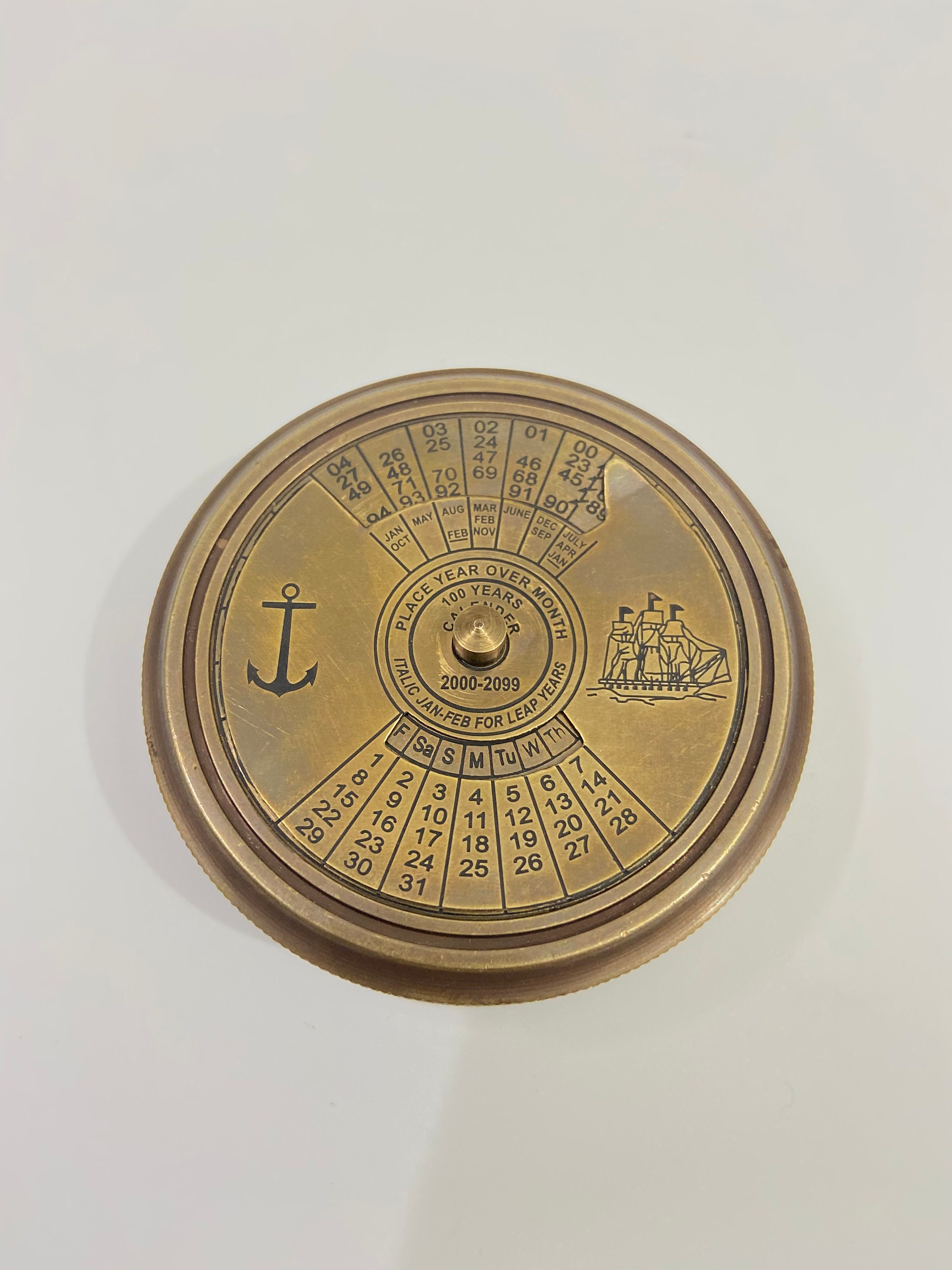 Nautical 2 100 Years Calendar Brass Compass With Robert Etsy