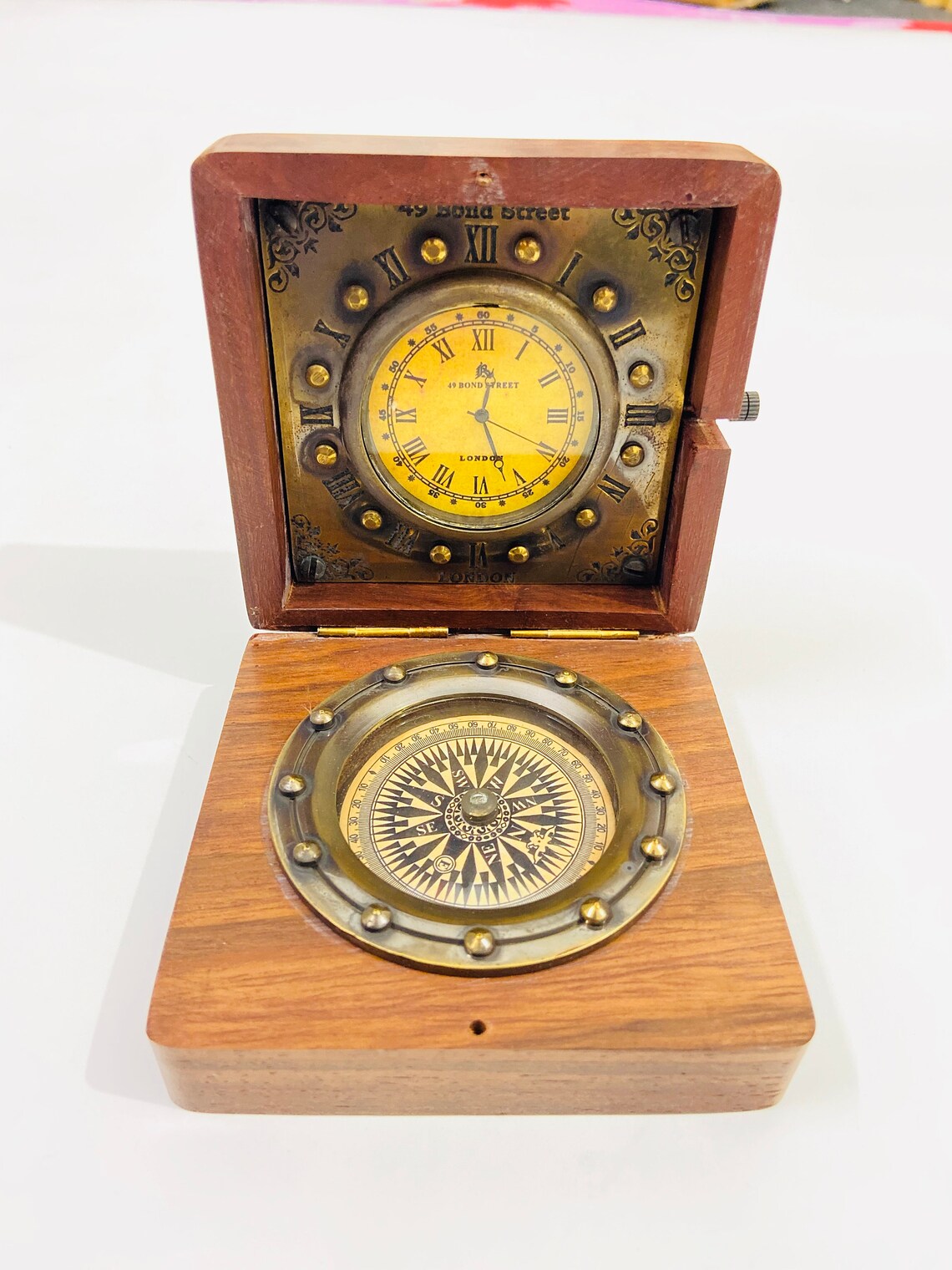 Nautical Ship Compass Wooden Box Compass & Watch Vintage Gift Etsy
