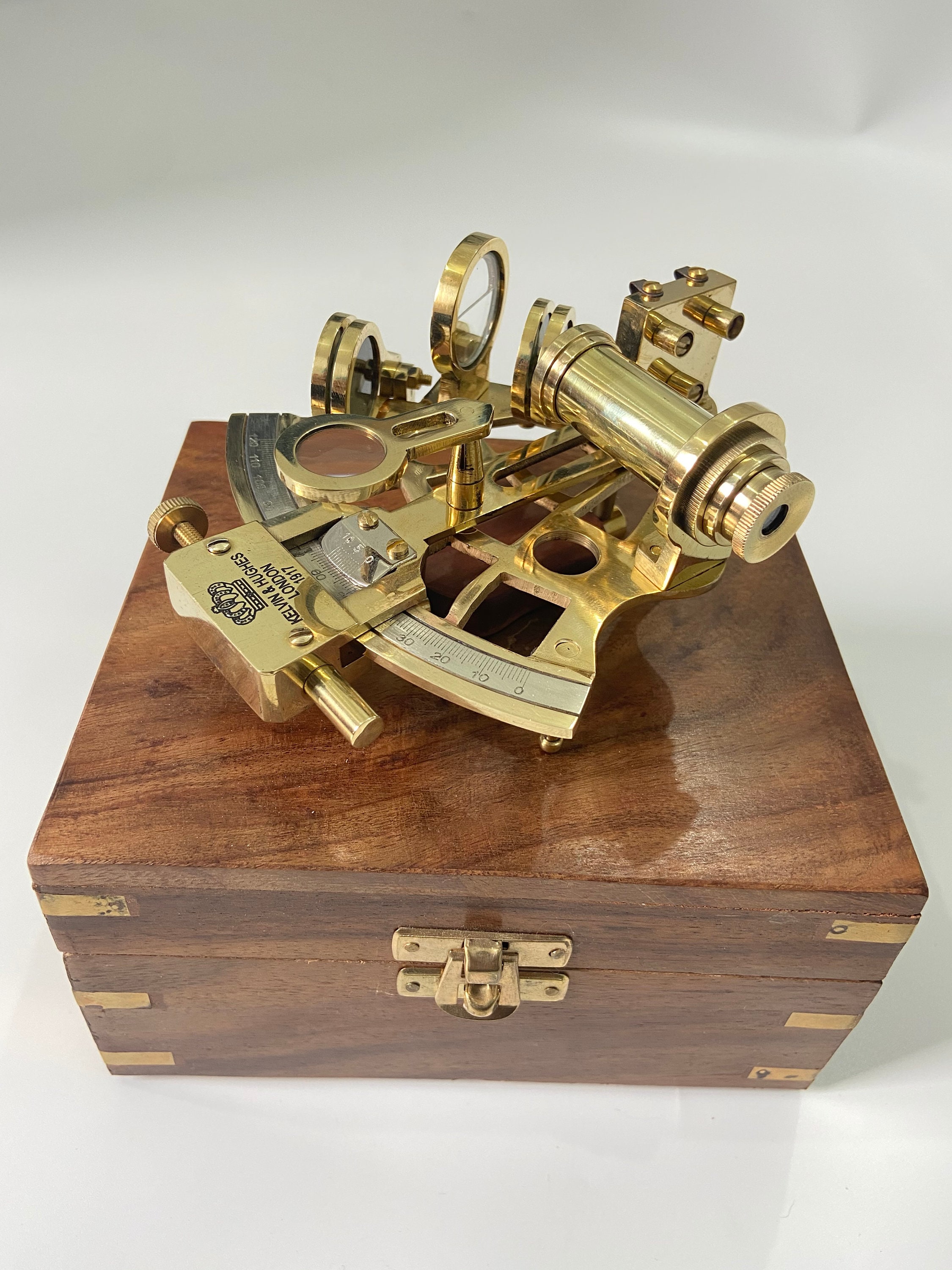 Nautical Brass Sextant With Wooden Box Navigational Sextant Etsy Uk