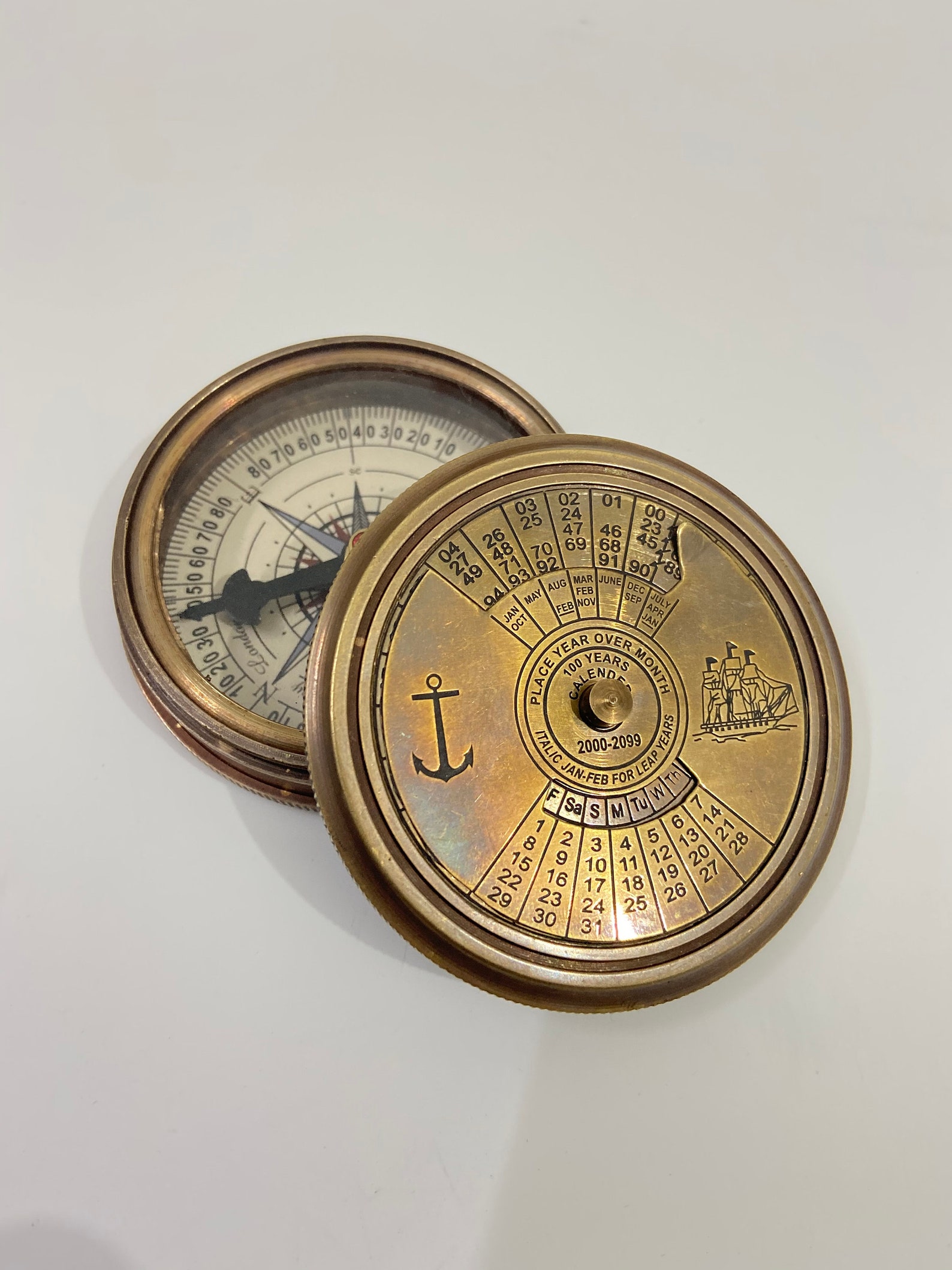 Nautical 2 100 Years Calendar Brass Compass With Robert Etsy