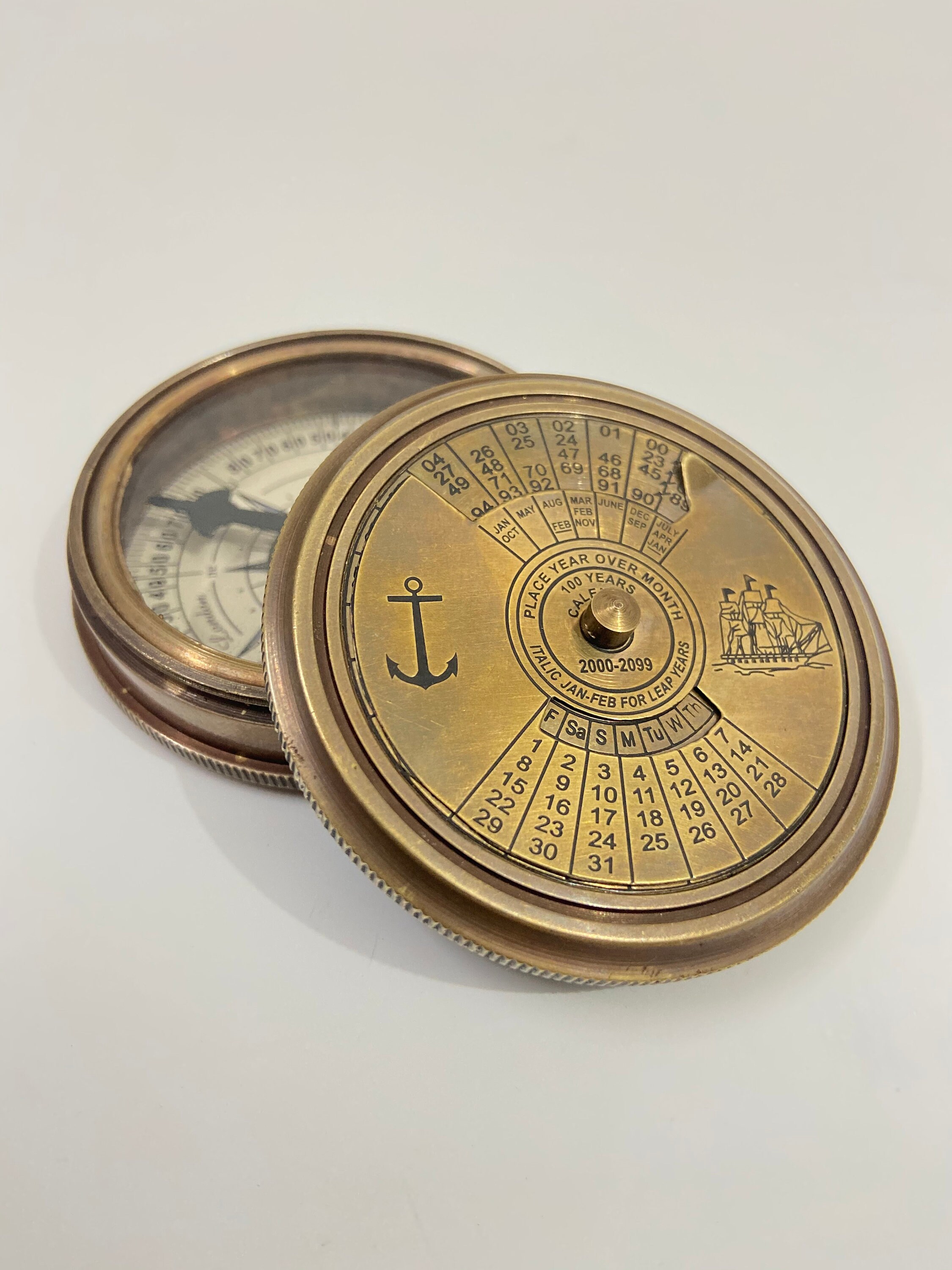 Nautical 2 100 Years Calendar Brass Compass With Robert Etsy