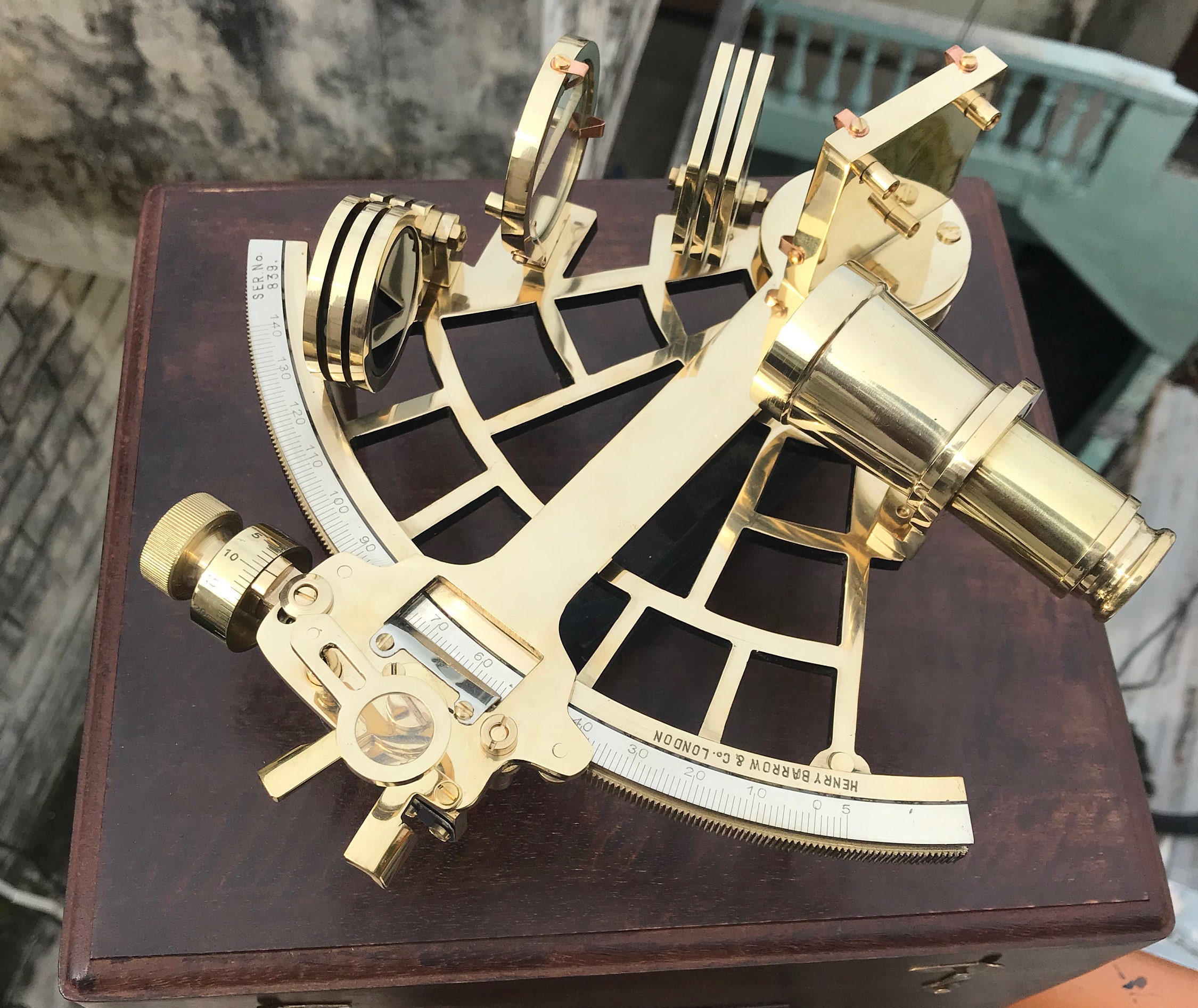 Nautical Shiny Brass 9 Navigation Sextant Astrolabe Sextant Functional Brass Sextant Marine