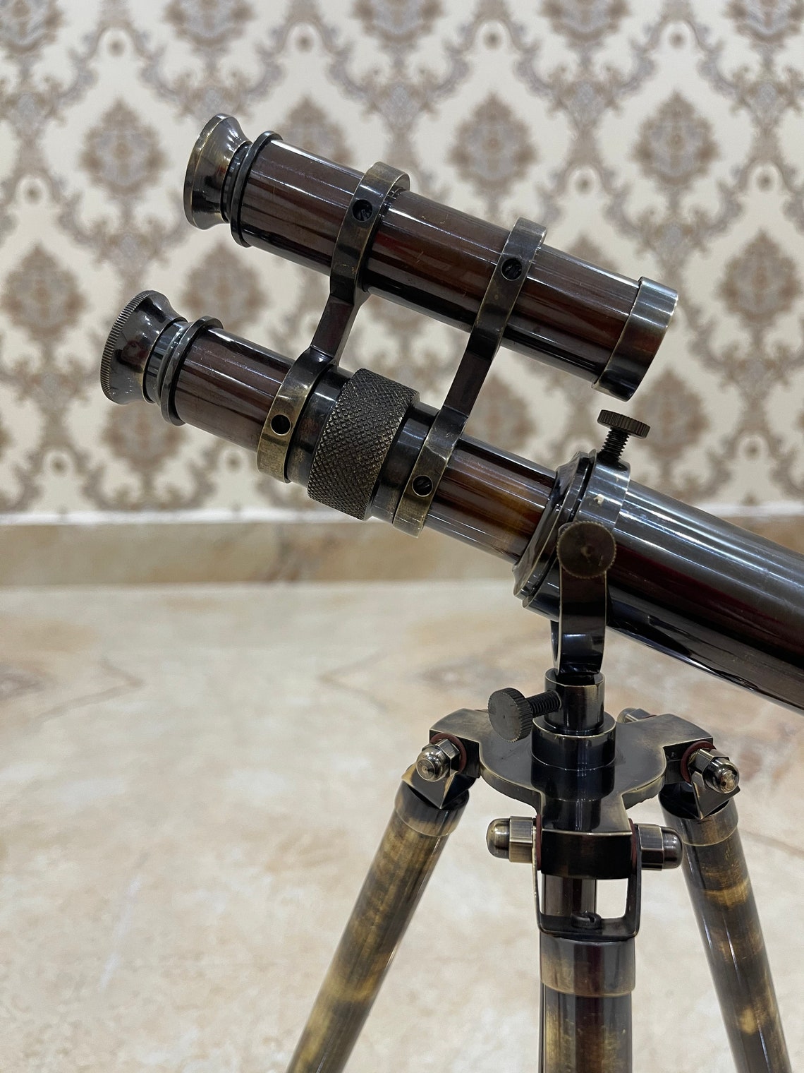 Nautical 10 Antiquated Brass Double Barrel Telescope Etsy