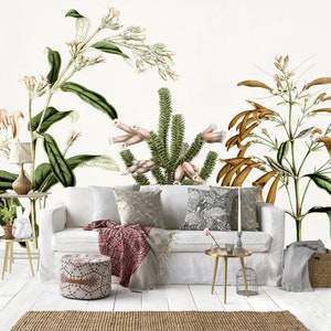 Plants and Leaves Luxury Modern Floral Wallpaper Self Adhesive Peel and Stick Wall Murals Wall Decoration Scandinavian Design Removable
