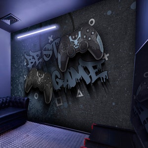Carta da parati per sala giochi Decorazione murale per console di gioco Parco giochi Peel and Stick Wall Art