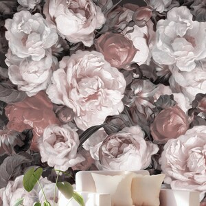 Roses Flowers Wallpaper Vintage Wall Decor Removable