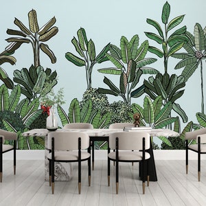 Botanical Wallpaper Peel and Stick Egzotic Plants Wall Mural