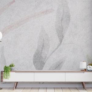 Monochrome Wallpaper Graybackground Wall Decor Abstract Leaf Removable