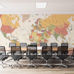Papel pintado del mapa del mundo Mural de pared escandinavo personalizado Peel and Stick Extraíble
