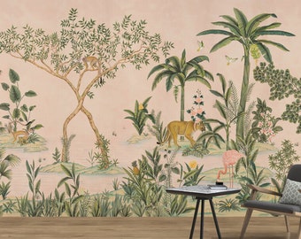 Tropical Jungle Wallpaper Peel and Stick Cute Forest Wall Mural Green Wall Decor Removable