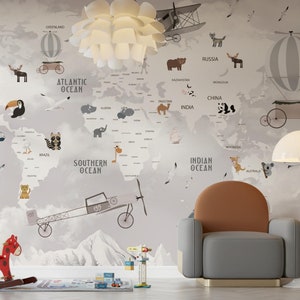 Kinderzimmer Weltkarte Wandbild zum Schälen und Aufkleben