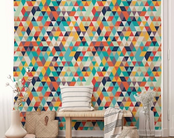 Colorful Geometric Triangle Wallpaper: Peel and Stick, Scandinavian Design