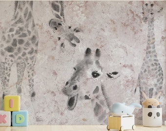 Kids Wallpaper Nursery Peel and Stick Giraffe Wall Mural Removable