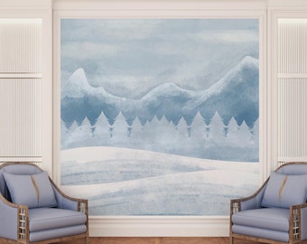 Wallpaper Snowy Mountain Self-Adhesive Wall Mural