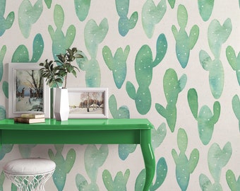 Watercolor Cactuses Modern Design Plant Floral Wallpaper Self Adhesive Peel and Stick Wall Murals Wall Decoration Scandinavian Removable