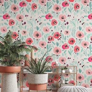 Pinky Flowers Wallpaper Unique Removable