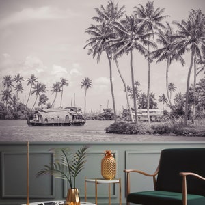 Old Style Photo Houseboat on Kerala backwaters in Alleppey Kerala India Wallpaper Self Adhesive Peel and Stick Wall Murals Removable