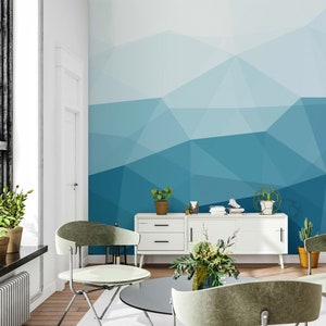 Abstract Blue Soft Geometric Modern Wallpaper Self Adhesive Peel and Stick Wall Murals Wall Decoration Minimalistic Scandinavian Removable