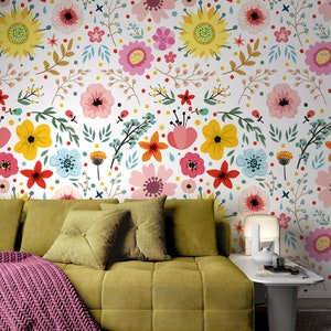 Fiori colorati astratti erbe modello disegno floreale sfondo carta da parati autoadesiva staccare e incollare decorazione murale decorazione della parete