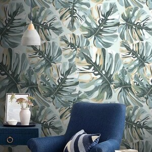 Monstera Leaves Wallpaper Peel and Stick Vintage Wall Mural