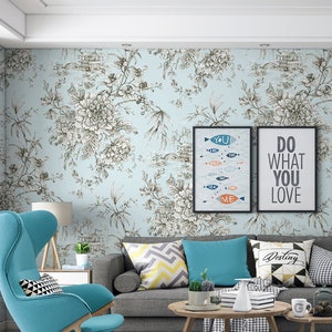 Vintage WildFlower American Floral Classic Chinoiserie Wallpaper Self Adhesive Peel and Stick Wall Murals Wall Decoration Design Removable