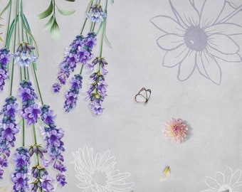 Carta da parati fiore selvatico astratto floreale parete decoro rimovibile