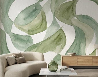 Abstract Wallpaper With Watercolor Shapes For Renters Bedroom Accent