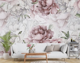 picture Large Flower Wallpaper For Walls big flower wallpaper etsy