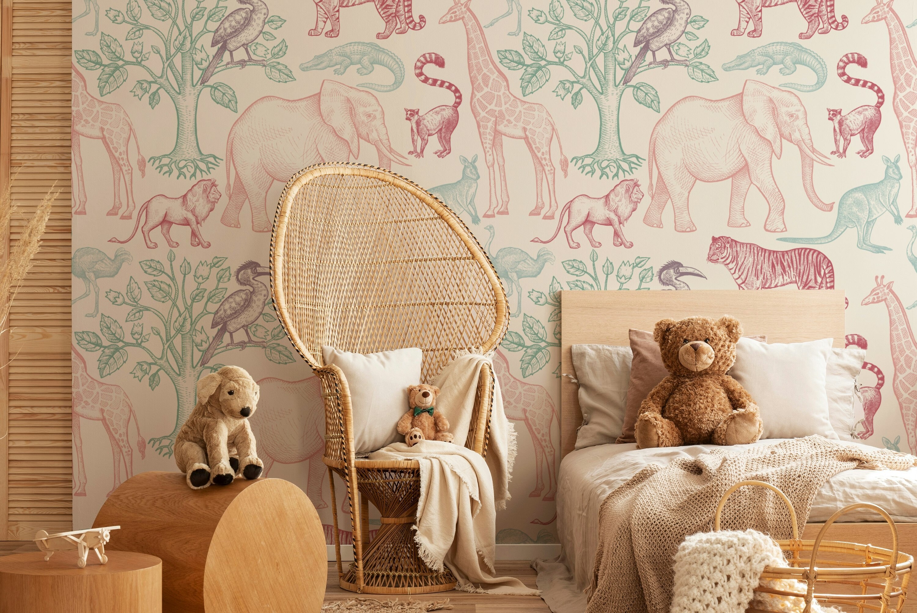 Anilmals Wallpaper Peel and Stick Kids Room Wall Mural - Etsy