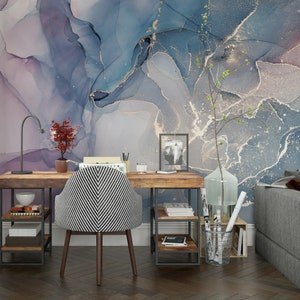 Abstract Multicolored Marble Texture Mixing acrylic paints Wallpaper Self Adhesive Peel & Stick Wall Murals Wall Decoration Removable