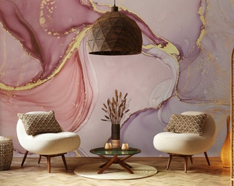 Marble Texture Abstract Mixing Acrylic Paints Ink Wallpaper Self Adhesive Peel and Stick Wall Murals Wall Decoration Removable