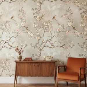Floral Wallpaper Birds Peel And Stick Vintage Wall Mural