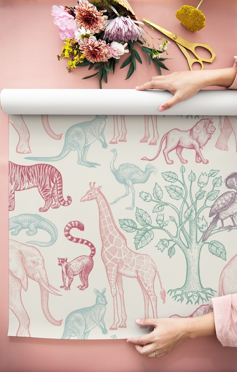 Anilmals Wallpaper Peel and Stick Kids Room Wall Mural - Etsy